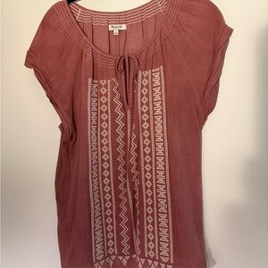 Madewell Rust Embroidered Blouse